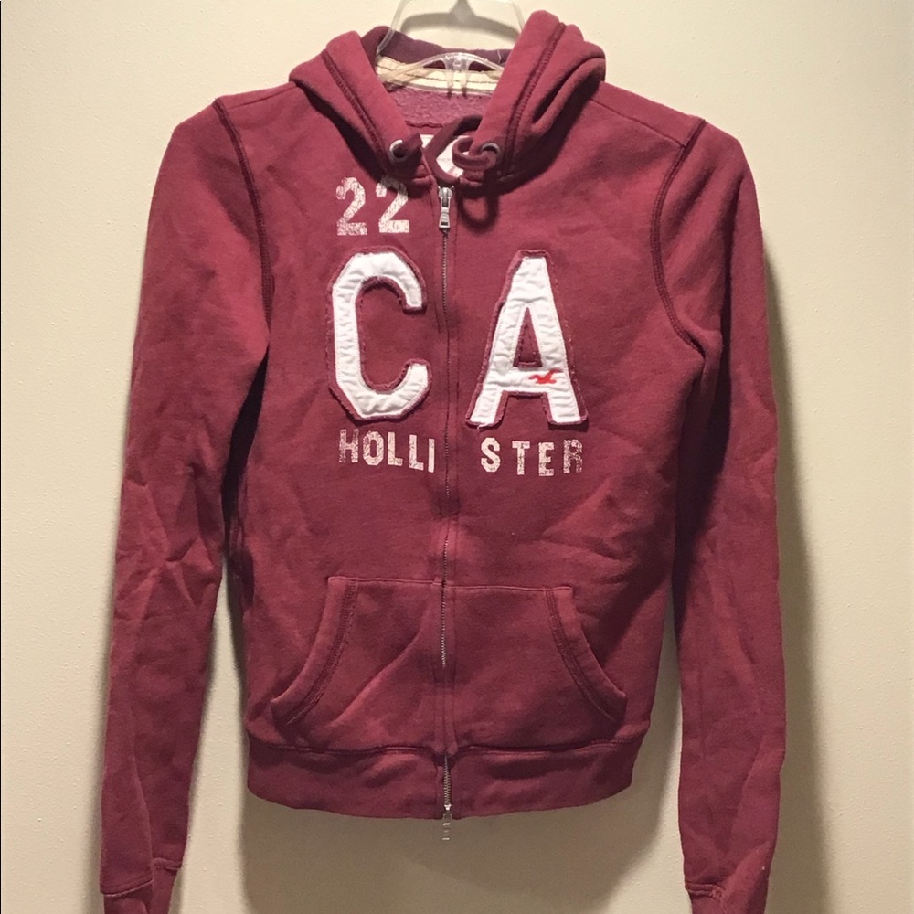 Hollister Maroon full zip hoodie